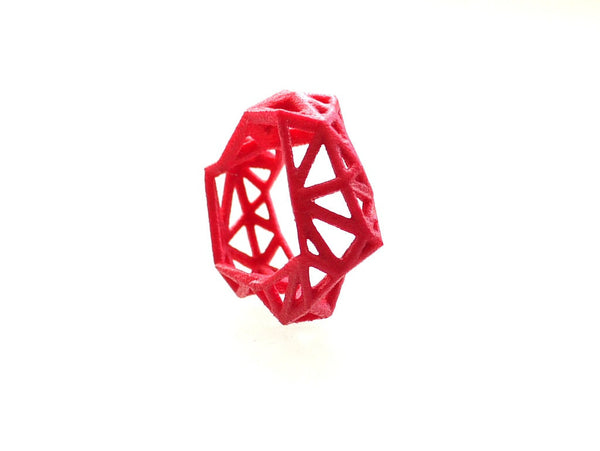 geometric 3d printed ring in pink