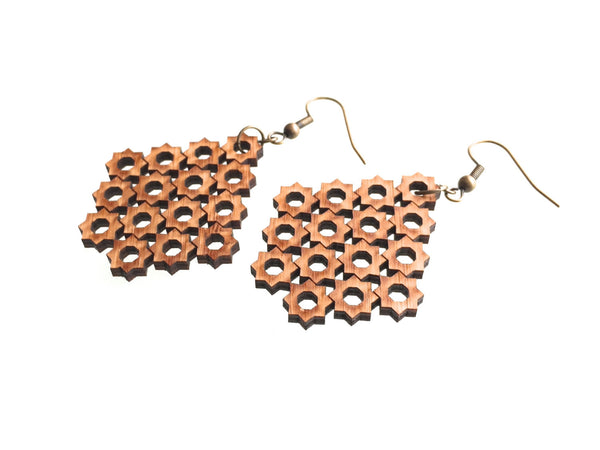 Bamboo Wood 8 Sided Star Earrings Archetype Z Studio Shop