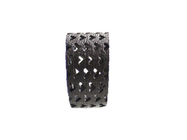 3D Printed Perforated Hearts Ring in Matte Dark Steel