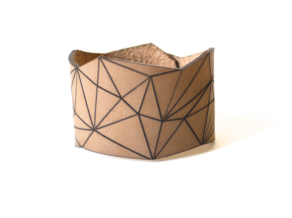 geometric bracelet in tan leather