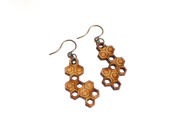 hexagon geometric wood jewelry
