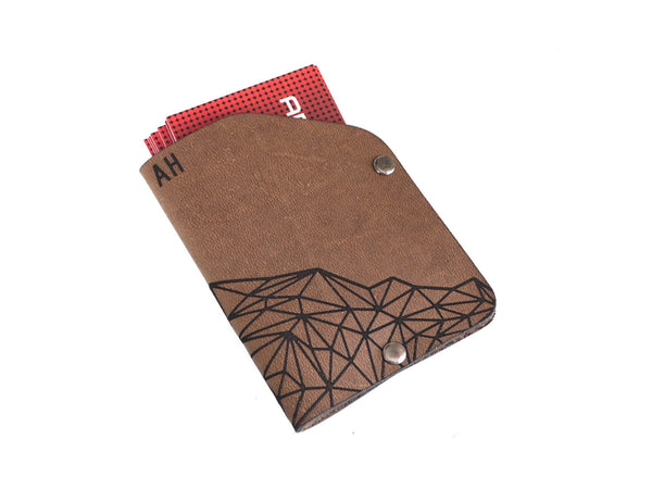 The 2 Rivets Minimalist Card Wallet with Geometric Mountain