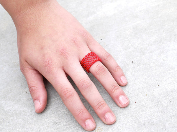 red honeycomb ring