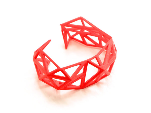 3d printed bracelet cuff in coral red