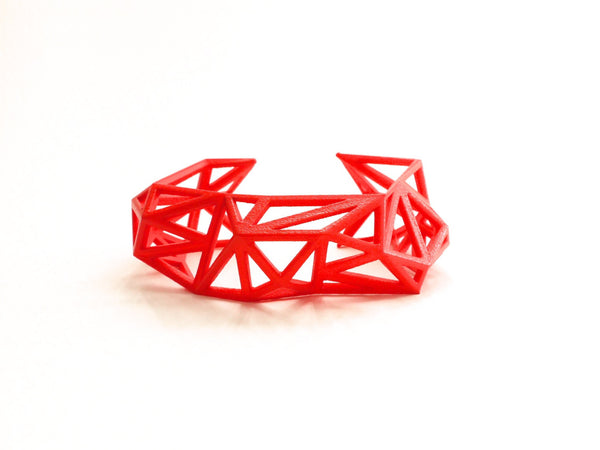 3d printed bracelet cuff in coral red