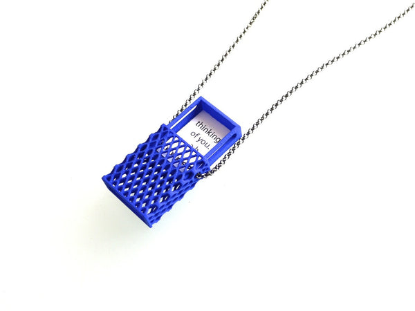 3d printed necklace- Matchbox Pendant in Purple