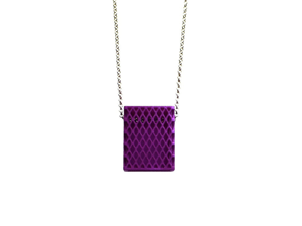 3d printed necklace- Matchbox Pendant in Purple – Archetype Z Studio Shop
