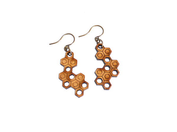 Bamboo Wood Hexagon Cluster Earrings Archetype Z Studio Shop