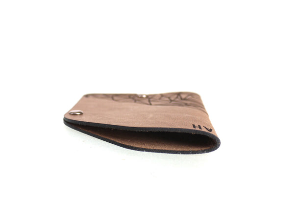 The 2 Rivets Minimalist Card Wallet with Geometric Mountain